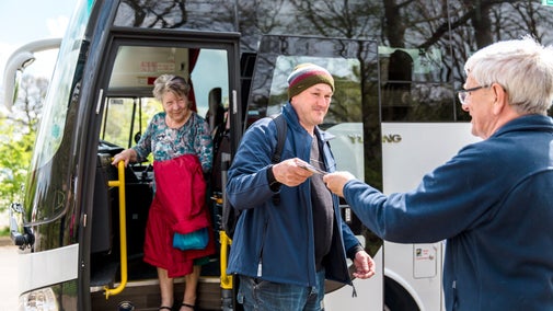 Visitors arriving at Quarry Bank